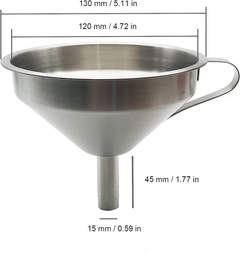 JIUMEI 5 inches 304 Stainless Steel Large Kitchen Funnel with Removable Strainer and 450 Mesh Filter for Filtering Transferring Liquid Powder (450 Mesh and Funnel) - Image 2